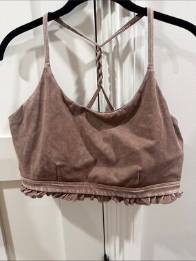 JoyLab Mauve Pink Velvet Bralette with Braided Back